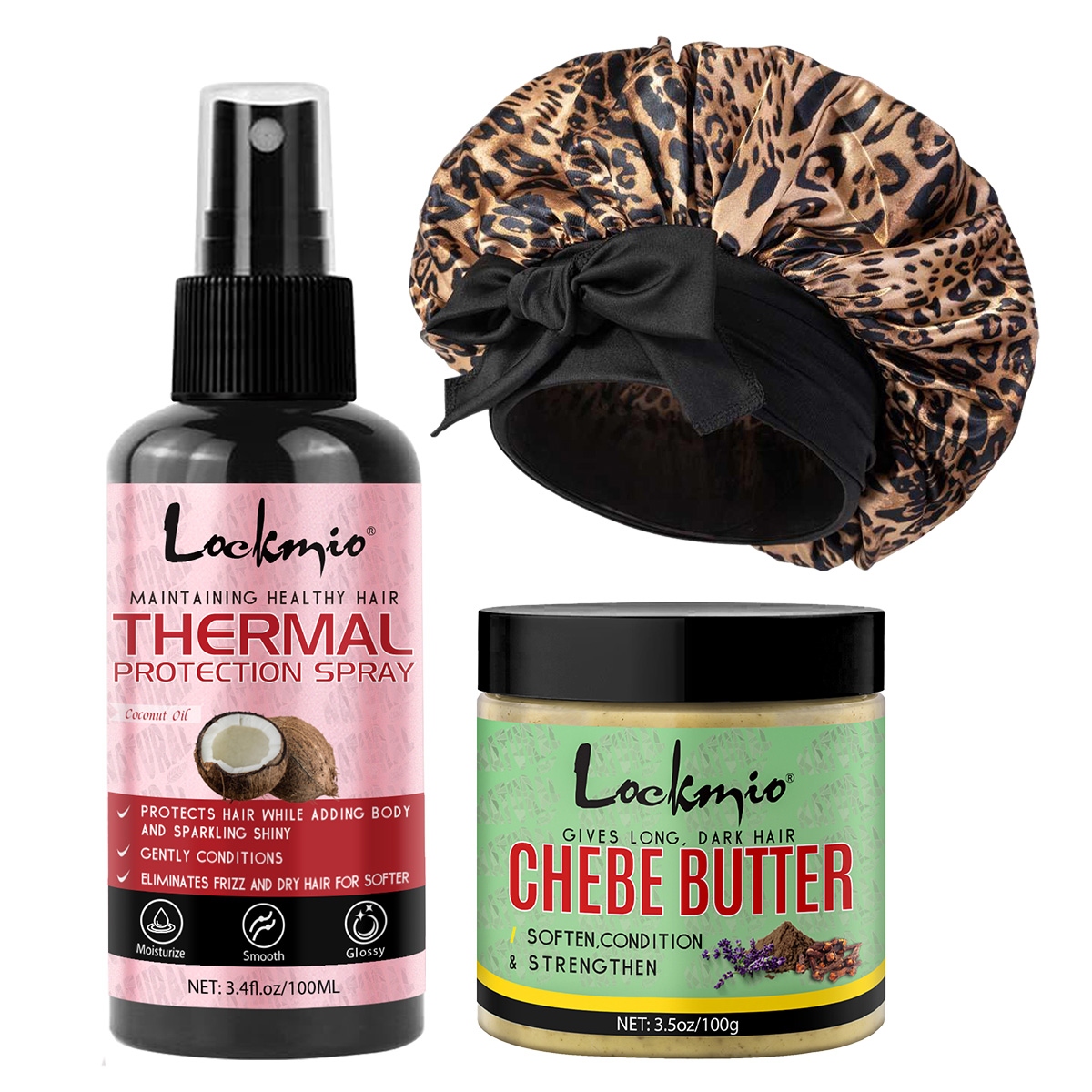 Hair Care Natural Ingredients - Semprotan Pelindung Panas, Bonnet Satin Motif
