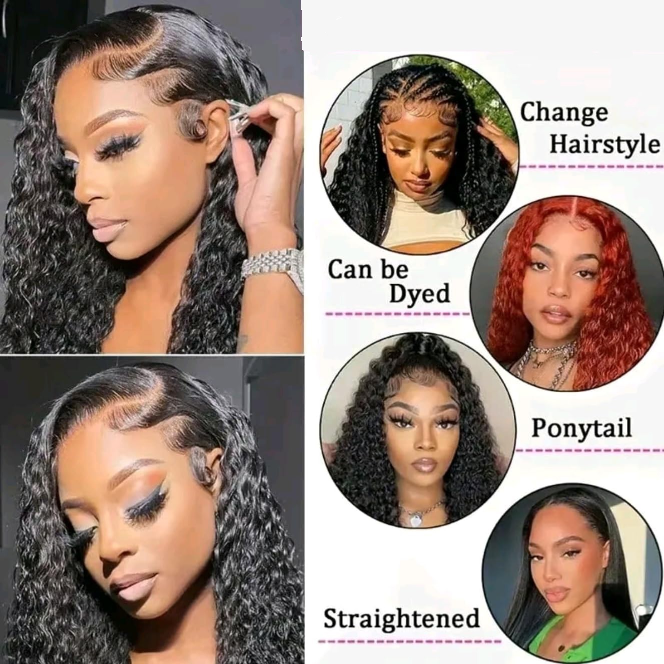 Wig Rambut Manusia Keriting Bu - Lace Front Wig ulasan dan harga