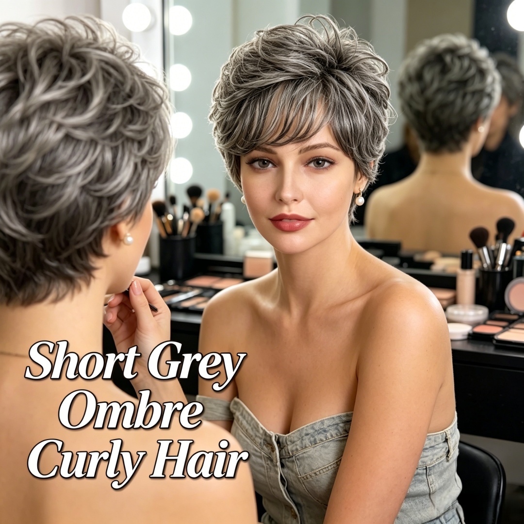 Wig Rambut Manusia Ombre Abu-a - Hair Care Women ulasan dan harga